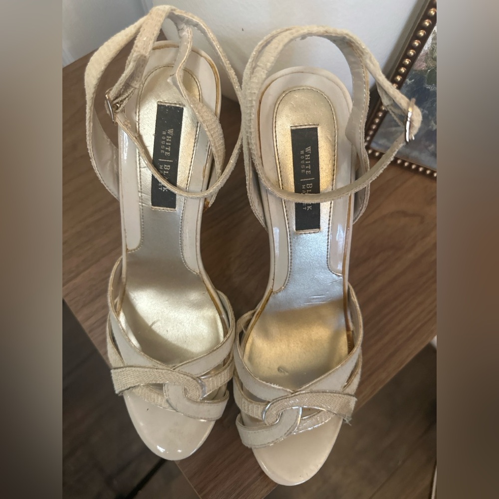 White House Black Market 8.5 Nude Strappy Platform Heels Wedding Party - Picture 4 of 9